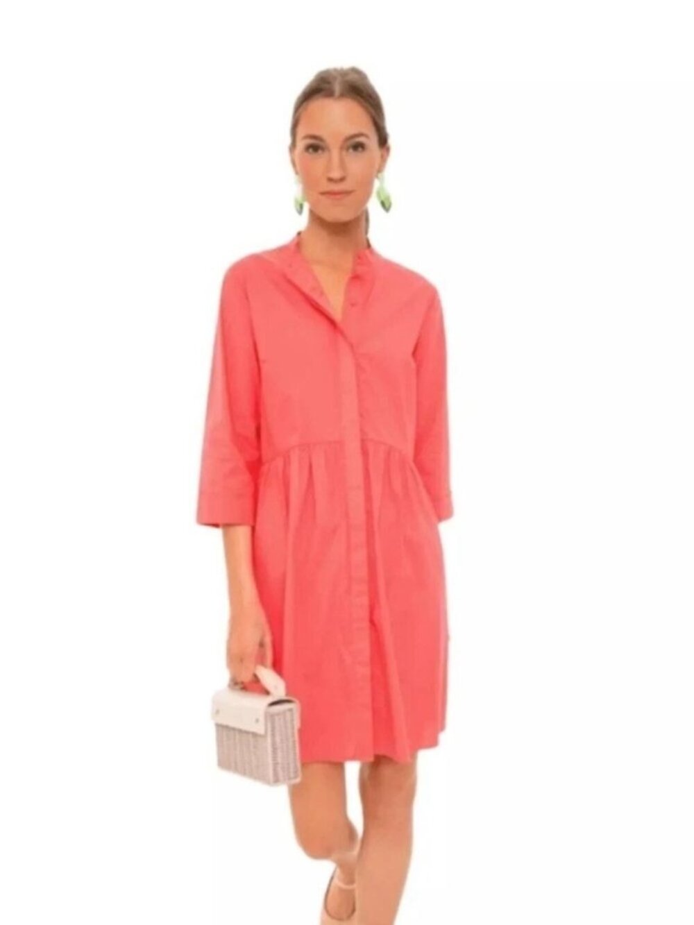 Tuckernuck Royal Shirt Dress in Poppy Pink XSmall New Womens Cotton